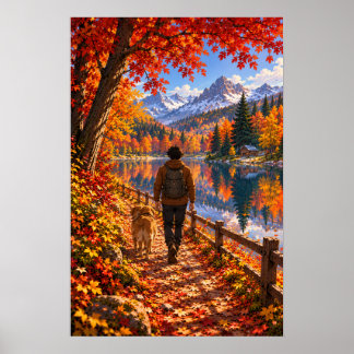 Affiche Le lac d'automne du vagabond