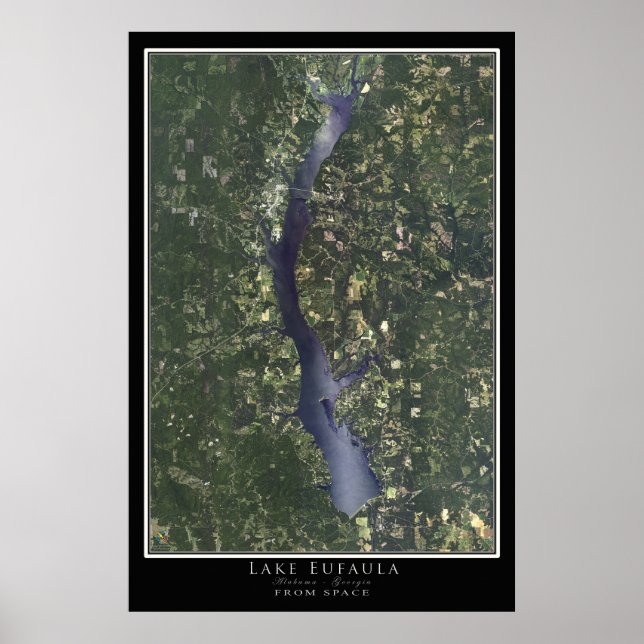 Affiche Le lac Eufaula Alabama - Géorgie Carte satellite (Devant)