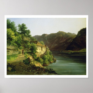 Affiche Le lac Hallstatter, 1824 (huile sur la toile)