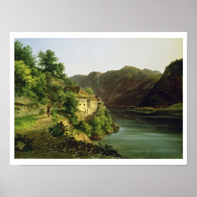 Affiche Le lac Hallstatter, 1824 (huile sur toile) (Devant)