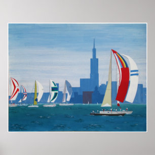 Affiche le "lac Michigan - Chicago "