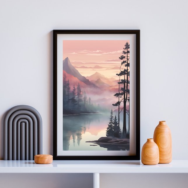 Affiche Le lac Mystic Mountain à Dawn (Créateur téléchargé)