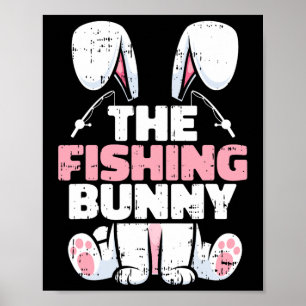 Affiche Le lapin de pêche Pâques Famille assortie printemp