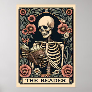 Affiche Le lecteur Skeleton Tarot Card