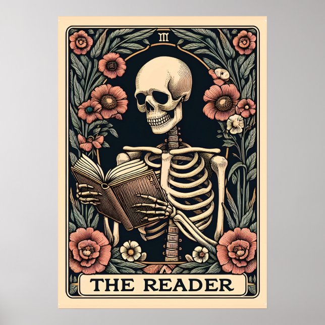 Affiche Le lecteur Skeleton Tarot Card (Devant)