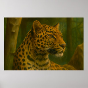 Affiche Le léopard dans la forêt