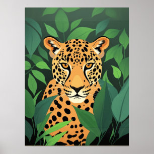 Affiche Le léopard dans la jungle