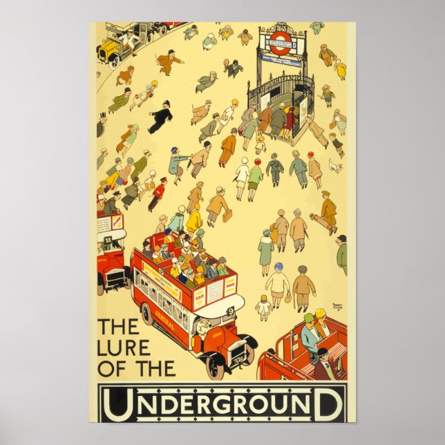 Affiche Le leurre du Vintage voyage londonien souterrain (Devant)