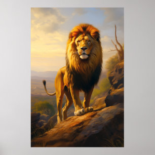 Affiche Le lion au coucher du soleil