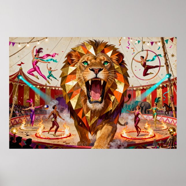 Affiche Le Lion Majestueux du Cirque - Une Captivant  (Devant)