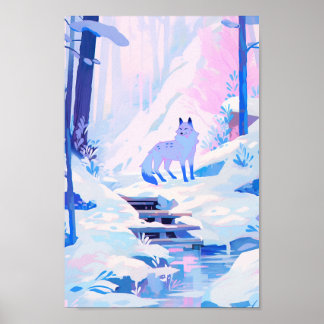 Affiche Le loup dans la neige