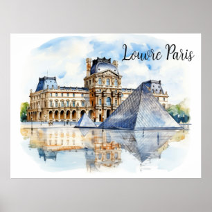 Affiche Le Louvre et sa pyramide emblématique