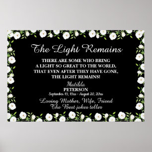 Affiche Le Lumineux Reste Citation Florale Service Funèbre