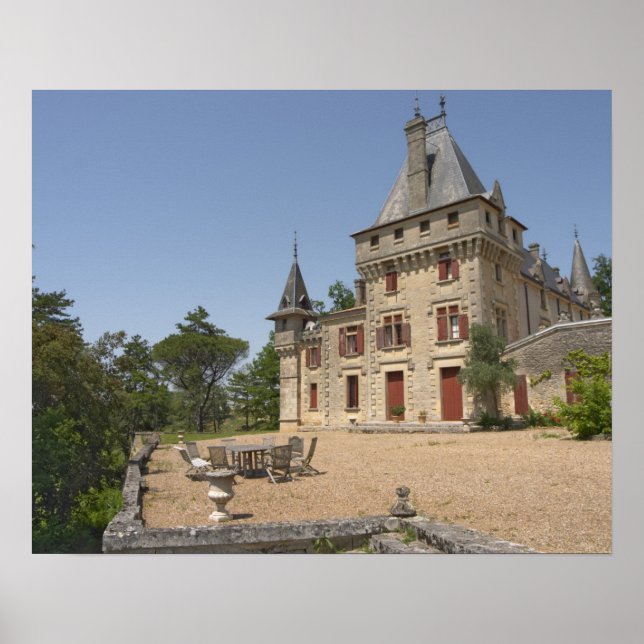 Affiche Le magnifique Château de Pressac et jardin (Devant)