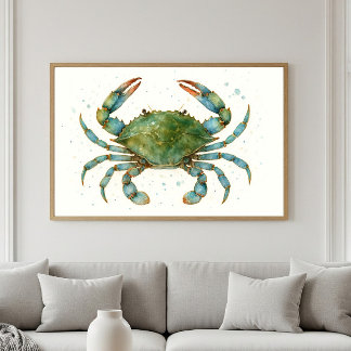 Affiche Le Majestic Blue Crab | Oeuvre d'Ocean Spirit