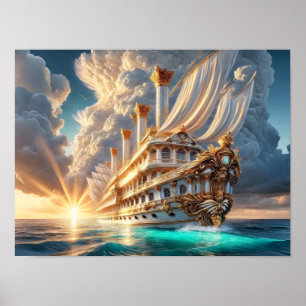 Affiche Le majestueux bateau romain au lever du soleil