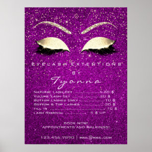 Affiche Le maquillage rose de confettis d'or d'orchidée