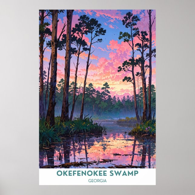 Affiche Le marais d'Okefenokee, Géorgie (Devant)