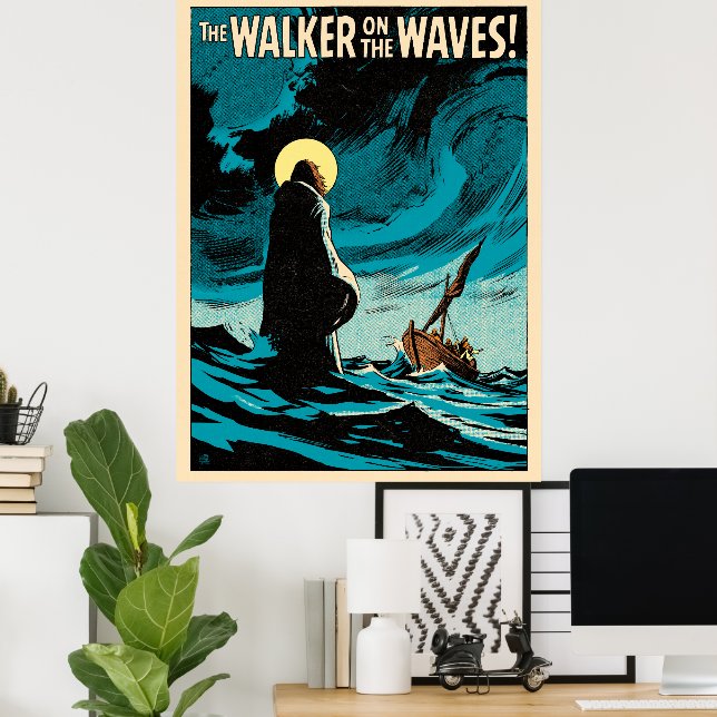 Affiche Le Marcheur sur les Vagues (Bureau à domicile)