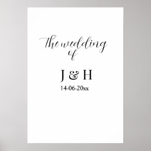 Affiche Le mariage du nom du couple simple date minimale