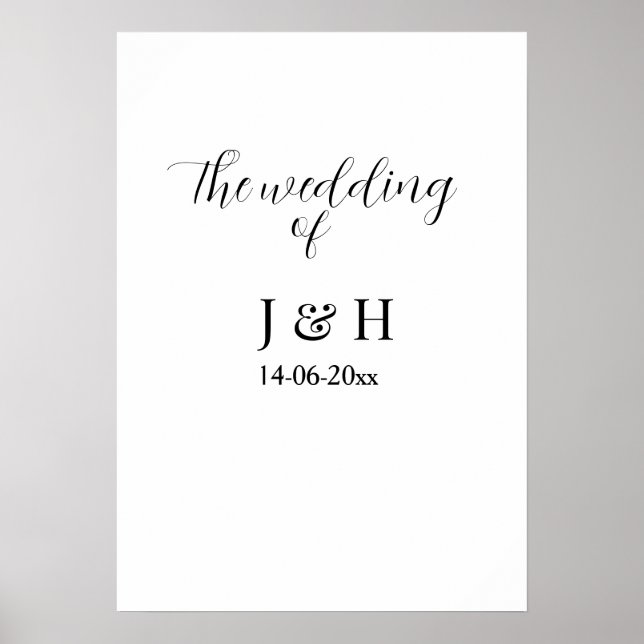 Affiche Le mariage du nom du couple simple date minimale (Devant)