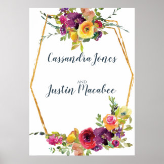 Affiche Le Mariage floral géométrique de la mariée et de l