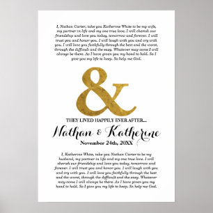 Affiche Le mariage Vows Gold Ampersand Heureux Jamais Aprè