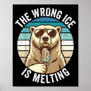 Affiche Le mauvais glace fond Ours Rétro Changement Climat