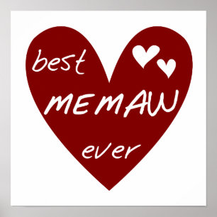 Affiche Le meilleurs T-shirts et cadeaux de Memaw de coeur