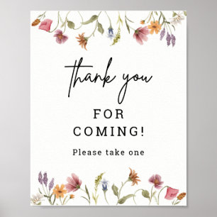 Affiche Le Merci du Baby shower Fleur sauvage de printemps