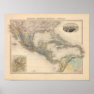 Affiche Le Mexique, l'Amérique Centrale et les Caraïbe