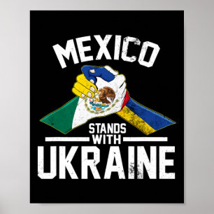 Affiche Le Mexique Soutient L'Ukraine Drapeau Ukrainien