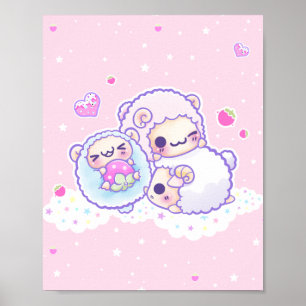 Affiche Le mignon mouton à bonbons en coton