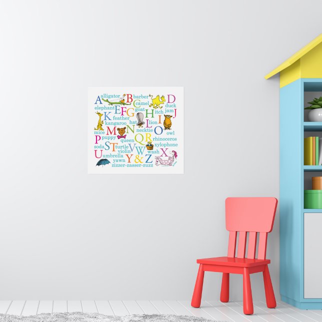 Affiche Le modèle ABC de Dr Seuss avec des mots (Pépinière 1)