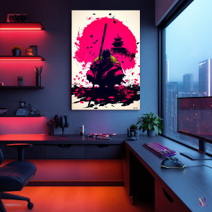 Affiche Le moine guerrier silencieux sous le soleil levant