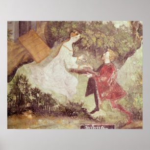 Affiche Le mois de juillet, détail d'un couple, c.1400