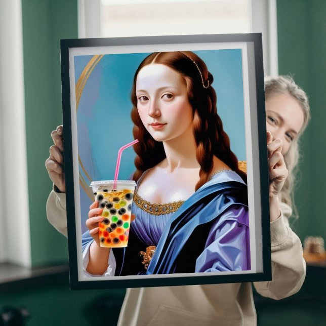 Affiche Le Moment de Thé aux Perles de Mona Lisa (Créateur téléchargé)