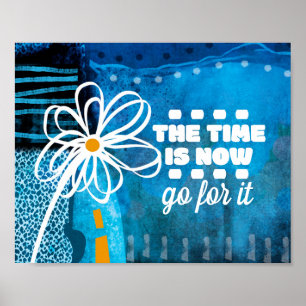 Affiche Le moment est maintenant Art abstrait Fleur sur fo