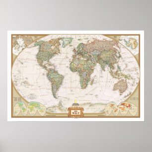 Affiche " Le monde : 2015/aujourd'hui - Carte du monde dét