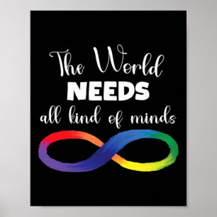 Affiche Le Monde A Besoin De Toutes Sortes D'Esprit Autism