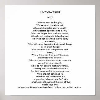 AFFICHE LE MONDE A BESOIN D'HOMMES