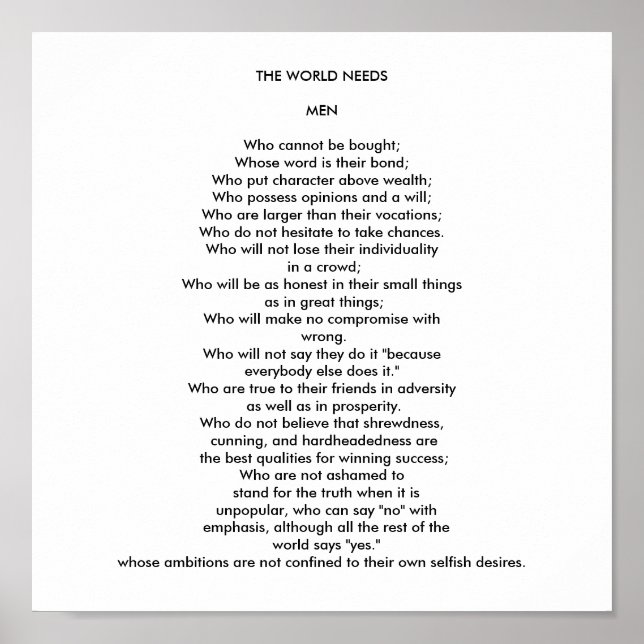 AFFICHE LE MONDE A BESOIN D'HOMMES (Devant)