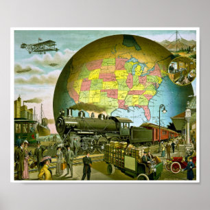 Affiche Le monde du transport 1910