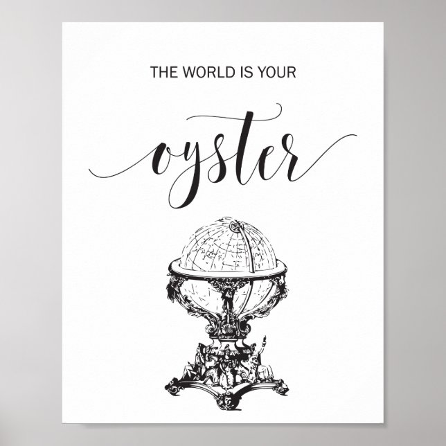 Affiche Le monde est votre Oyster Black and White Globe (Devant)