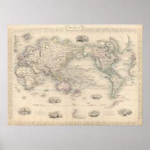Affiche Le monde sur la projection de Mercator