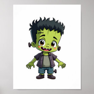 Affiche Le Monstre de Frankenstein - Caricature d'Hallowee