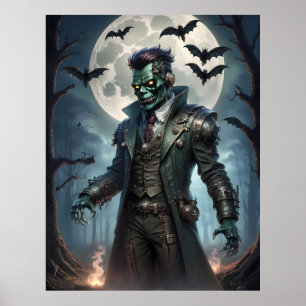 Affiche Le monstre de Halloween Steampunk Frankenstein