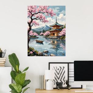 Affiche Le mont Fuji aux fleurs de cerisiers