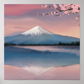 Affiche Le mont Fuji aux fleurs de cerisiers