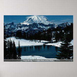 Affiche Le mont Rainier, l'état de Washington, Hiver des